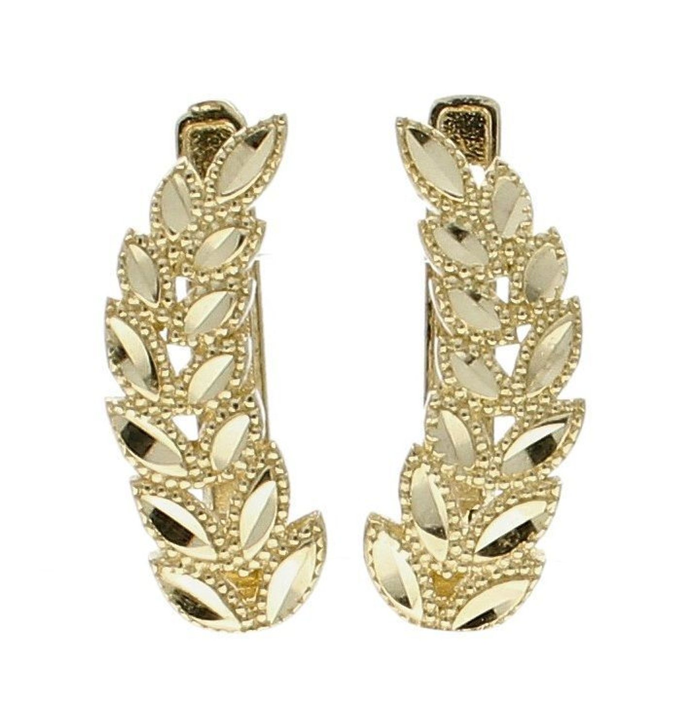 Złote kolczyki wiszące 585 listki KL 11335.jpg